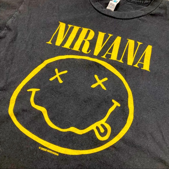 NIRVANA Graphic T-Shirt Hot Topic Black & Yellow Short Sleeve Sz Small - Picture 2 of 6